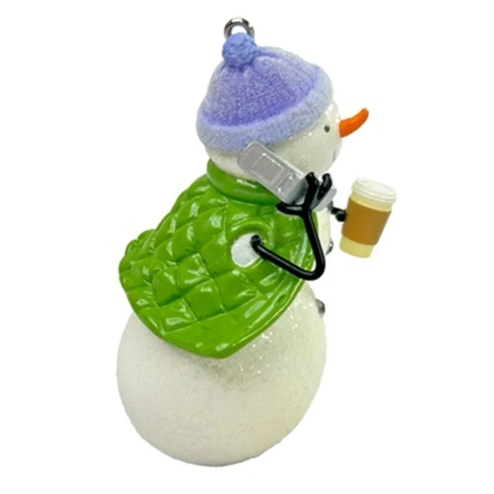 Hallmark SNOW ON THE GO 2008 Keepsake Ornament Snowman with Coffee &‎ Phone Box